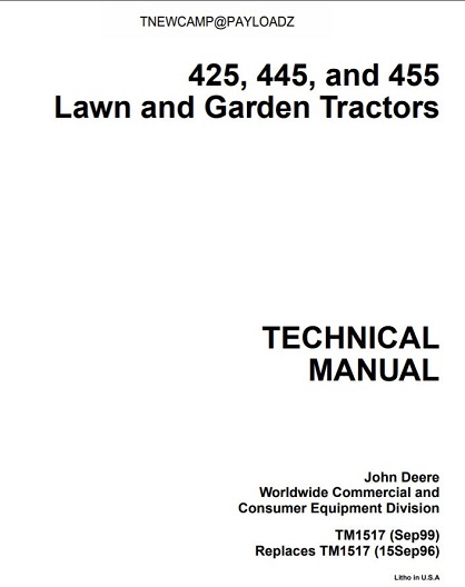 John Deere 425, 445, and 455 Technical Manual