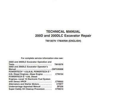 Technical Manual John Deere 200D and 200DLC