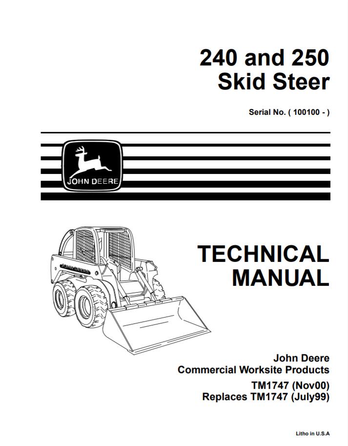 John Deere 240 and 250 Skid Steer Technical Manual John Deere Manual