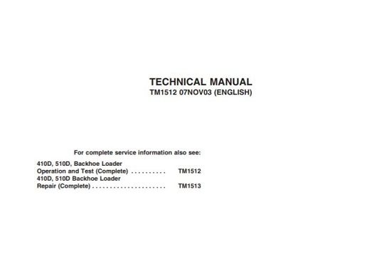 John Deere 410D 510D Technical Manual