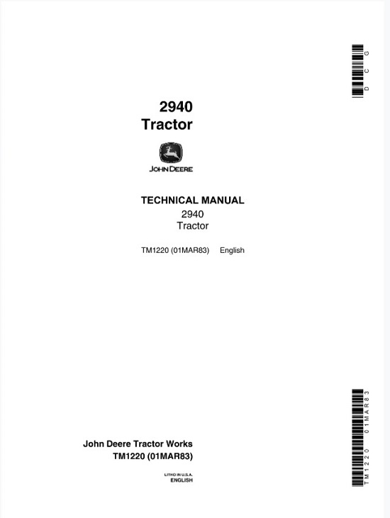 John Deere 2940 Tractor Technical Manual