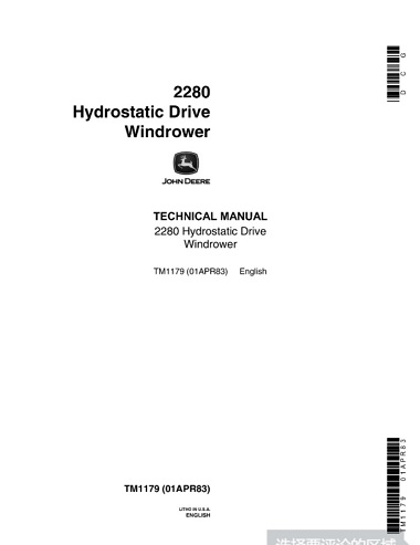 John Deere 2280 Hydrostatic Drive Windrower Technical Manual