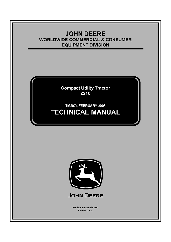 John Deere 2210 Compact Utility Tractor Technical Manual
