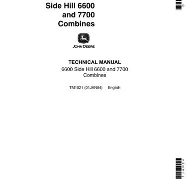 John Deere 6600, Side Hill 6600, 7700 Combines Technical Manual