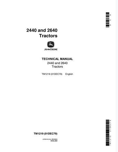 John Deere 2440,2640 Tractors Technical Manual