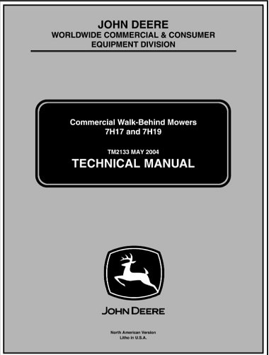 John Deere 7H17, 7H19 Commercial Walk-Behind Mowers Technical Manual