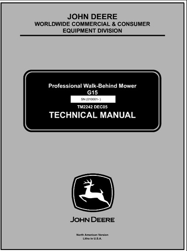 John Deere G15 Professional Walk-Behind Mower Technical Manual