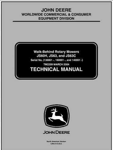 John Deere JS60H, JS63, JS63C Walk-Behind Rotary Mowers Technical Manual