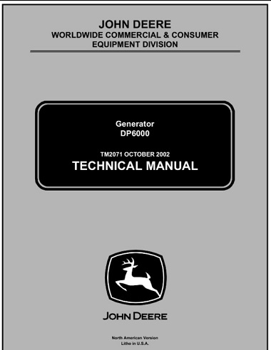 John Deere DP6000 Generator Technical Manual