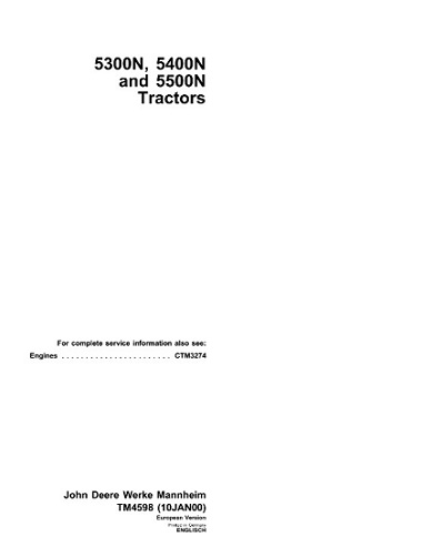 John Deere 5300N, 5400N, 5500N Tractors Technical Manual