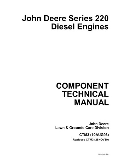 John Deere Series 220 Diesel Engines CTM3 Technical Manual