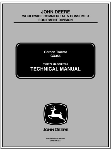 John Deere GX355 Garden Tractor Technical Manual