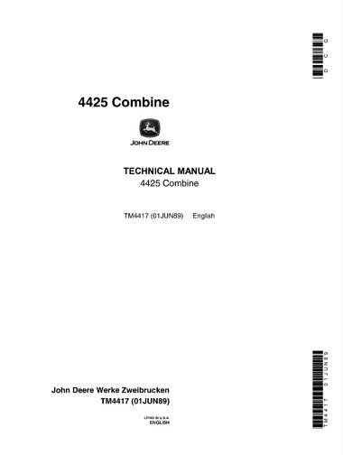 John Deere 4425 Combine Technical Manual