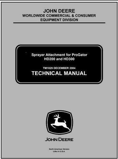 John Deere HD200, HD300 Sprayer Attachment for ProGator Technical Manual