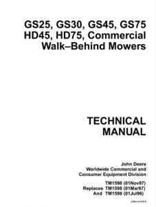 John Deere GS25, GS30, GS45, GS75, HD45, HD75 Commercial Walk-Behind ...