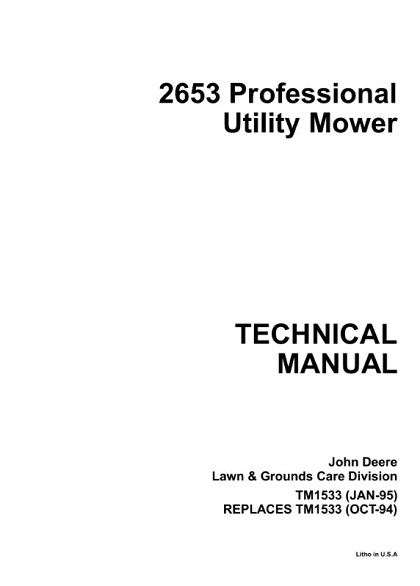 John Deere 2653 Professional Utility Mower Technical Manual