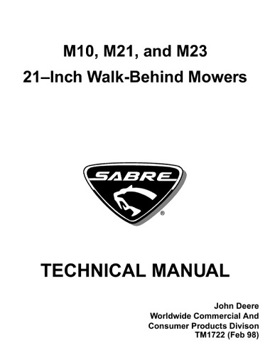 John Deere M10, M21, M23 21-Inch Walk-Behind Mowers Technical Manual