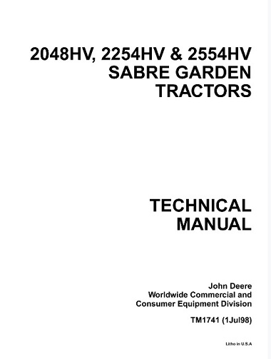 John Deere 2048HV, 2254HV, 2554HV Sabre Garden Tractors Technical Manual