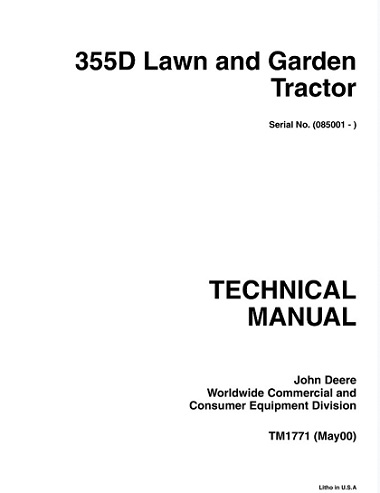 John Deere 355D Lawn Garden Tractor Technical Manual
