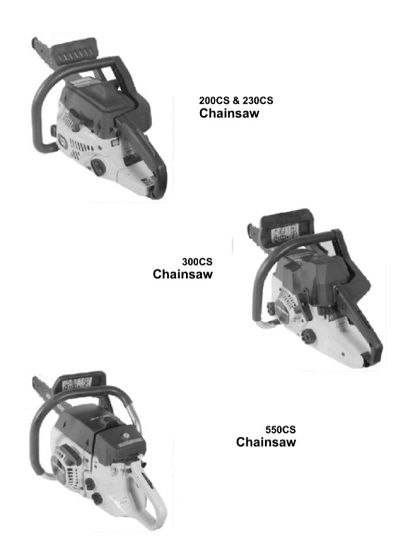 John Deere 200CS, 230CS, 300CS, 550CS Chainsaws Technical Manual