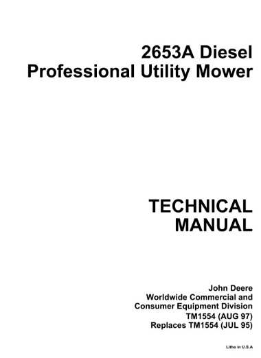 John Deere 2653A Diesel Professional Utility Mower Technical Manual