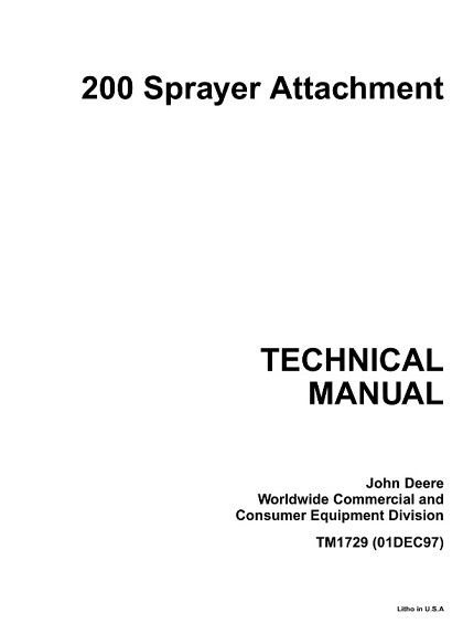 John Deere 200 Sprayer Attachment Technical Manual