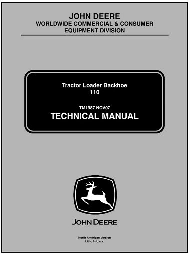 John Deere 110 Tractor Loader Backhoe Technical Manual