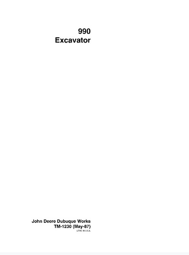 John Deere 990 Excavator Technical Manual