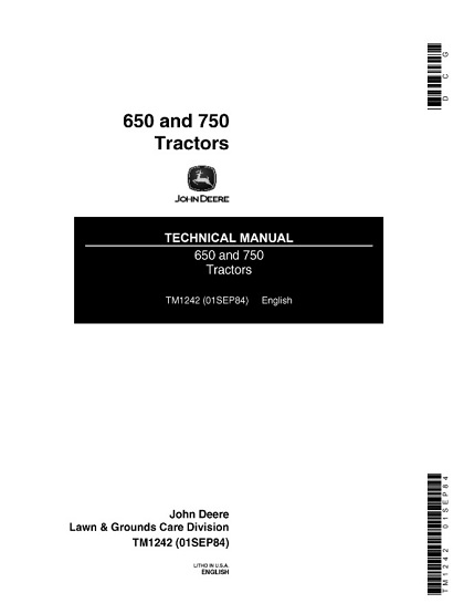 John Deere 650, 750 Tractors Technical Manual