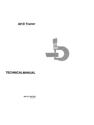 John Deere 401D Tractor Technical Manual
