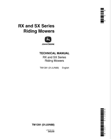 John Deere RX, SX Series Riding Mowers Technical Manual