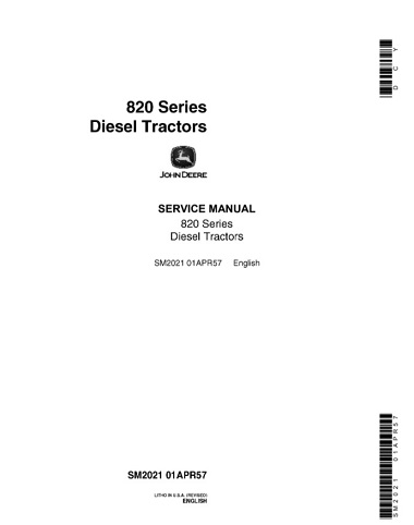 John Deere 820 Series Diesel Tractors Service Manual