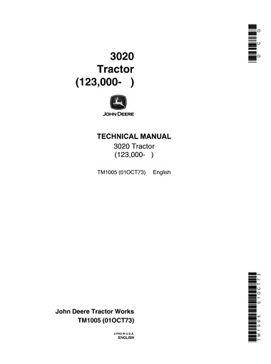 John Deere 3020 Tractor Technical Manual