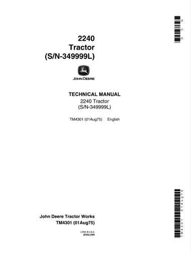 John Deere 2240 Tractor Technical Manual