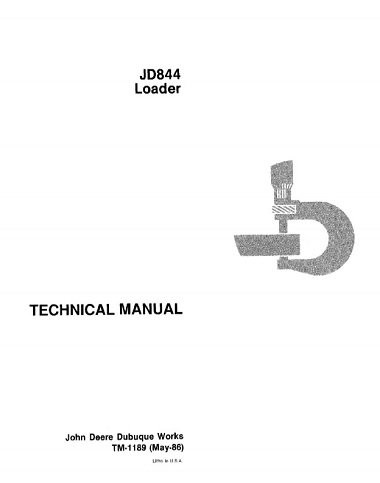 John Deere JD844 Loader Technical Manual