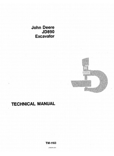 John Deere JD890 Excavator Technical Manual