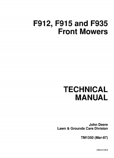 John Deere F912, F915, F935 Front Mowers Technical Manual