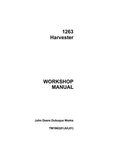 John Deere 1263 Harvester Workshop Manual