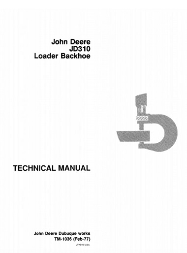 John Deere JD310 Loader Backhoe Technical Manual