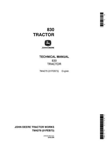 John Deere 830 Tractor Technical Manual