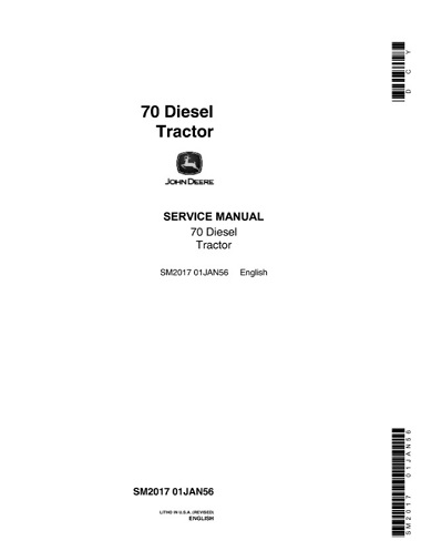 John Deere 70 Diesel Tractor Service Manual