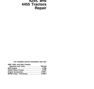 John Deere 4055, 4255, 4455 Tractors Repair Technical Manual