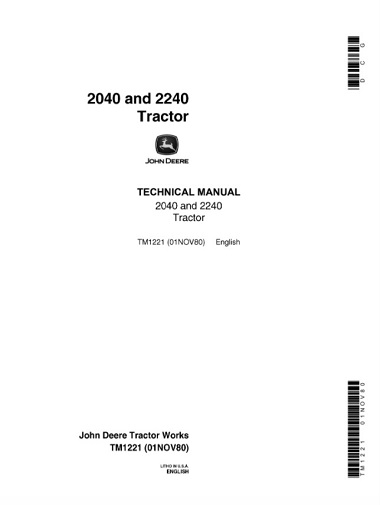 John Deere 2040, 2240 Tractor Technical Manual