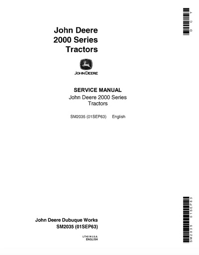 John Deere 2000 Series Tractors Service Manual