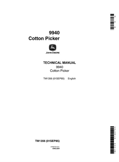 John Deere 9940 Cotton Picker Technical Manual