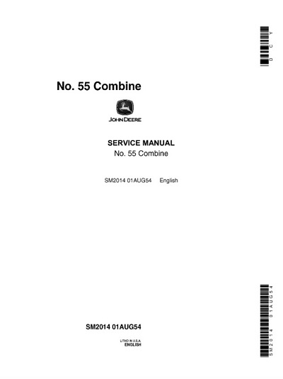 John Deere 55 Combine Service Manual