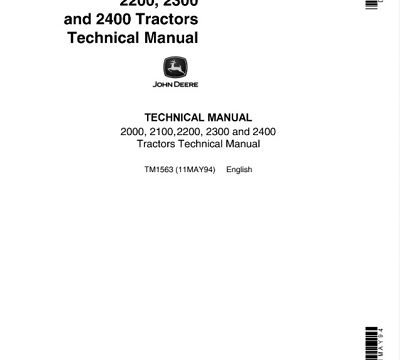 John Deere 2000, 2100, 2200, 2300, 2400 Tractors Technical Manual