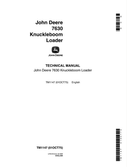 John Deere 7630 Knuckleboom Loader Technical Manual