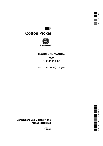 John Deere 699 Cotton Picker Technical Manual