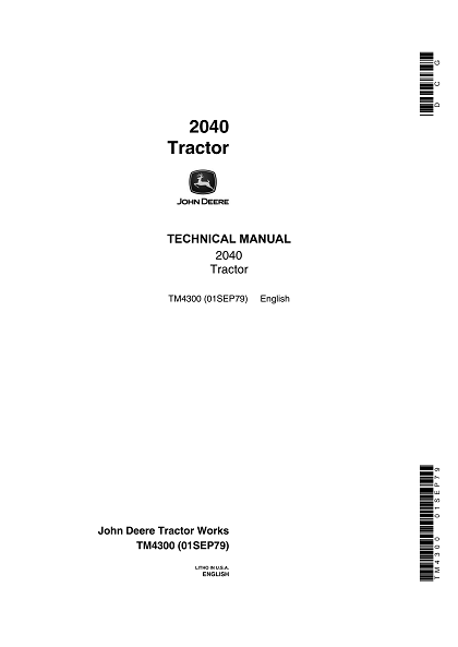 John Deere 2040 Tractor Technical Manual